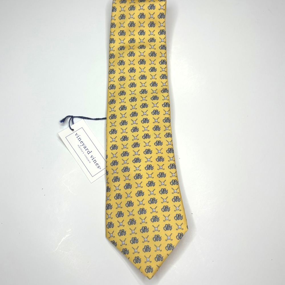 Vineyard Vines Mens Yellow Golf Country Club Collection Silk Tie NWT Ivy League